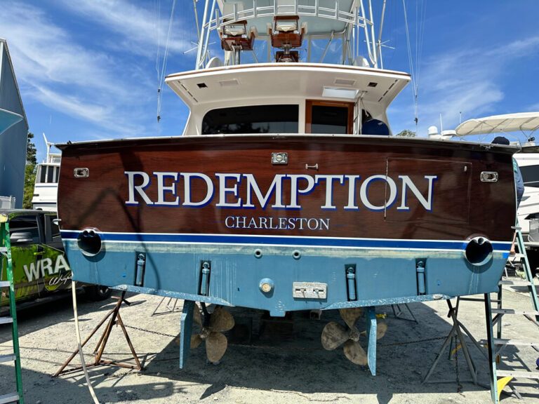 Custom boat wrap styling offering a polished and contemporary marine appearance